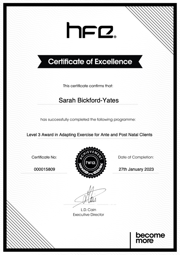 Fully Qualified in Pre and Post Natal Exercise and Nutrition
